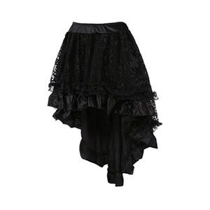 Women's Solid Color Lace Asymmetrical High Low Corset Skirt